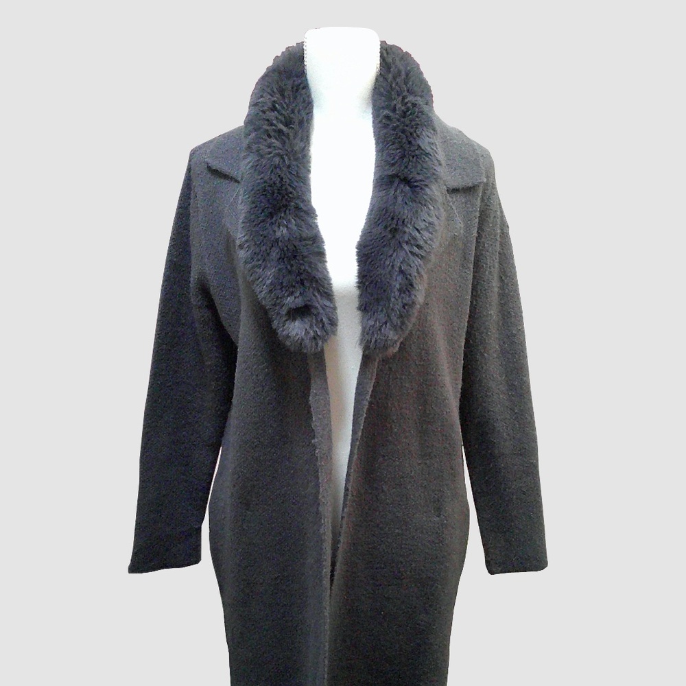Faux Fur Neck Cardigan